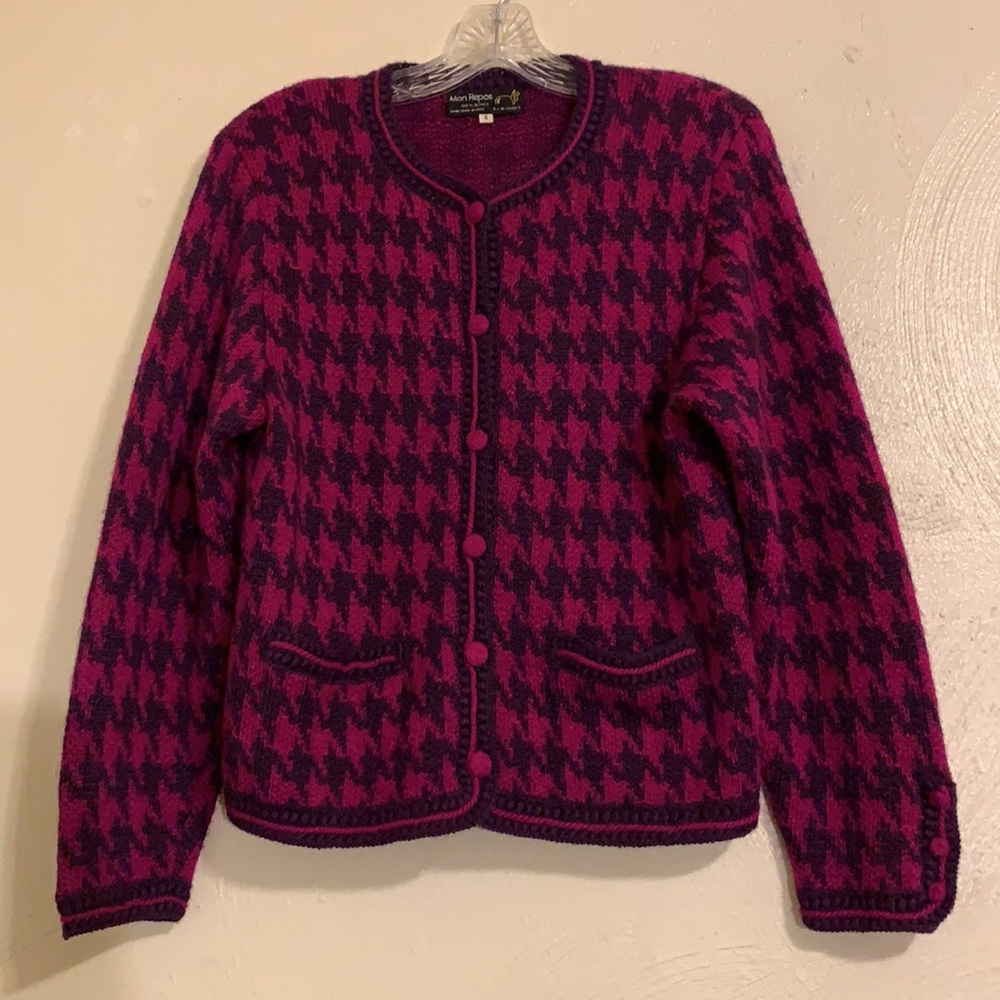 Vintage Mon Repos Alpaca Houndstooth Sweater small
